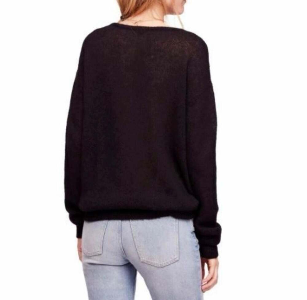 Soft Grunge Alpaca Knit Deep V Sweater | Cozy Minimalist Slouchy Goth - Picture 3 of 11